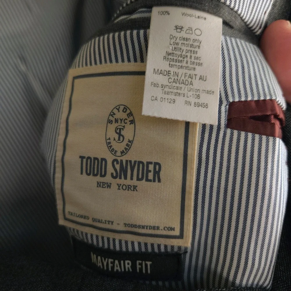 Todd Snyder Mayfair Fit Grey Windowpane Wool Blazer Sport Coat Canada 44R
